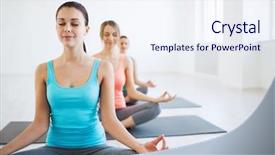  Presentation with yoga - Slide deck featuring young girl in yoga classes background and a sky blue colored foreground