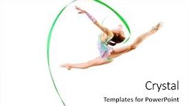  Presentation with gymnastics - Beautiful presentation theme featuring young girl is engaged in art gymnastics isolated backdrop and a white colored foreground