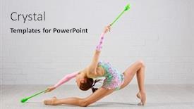  Presentation with gymnastics - Cool new PPT layouts with young girl is engaged in art gymnastics backdrop and a light gray colored foreground