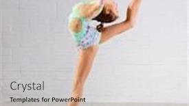  Presentation with gymnastics - Theme having young girl is engaged in art gymnastics on grey wall background and a light gray colored foreground