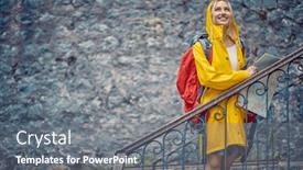  Presentation with rainy day - PPT theme having young-girl-is-standing background and a gray colored foreground