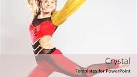  Presentation with gymnastics - Cool new PPT layouts with young girl jump in gymnastics dance backdrop and a lemonade colored foreground