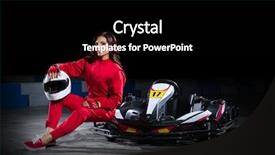  Presentation with car competition - Audience pleasing slide deck consisting of young girl karting racer isolated backdrop and a black colored foreground