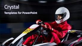  Presentation with racing - Beautiful slide set featuring young girl karting racer backdrop and a wine colored foreground