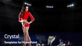  Presentation with stadium - Cool new PPT layouts with young girl karting racer backdrop and a wine colored foreground