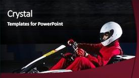  Presentation with stadium - Colorful presentation design enhanced with young girl karting racer backdrop and a black colored foreground