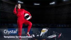  Presentation with stadium - PPT theme having young girl karting racer background and a navy blue colored foreground