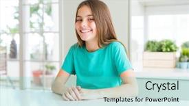  Presentation with beautiful green - Colorful theme enhanced with young girl kid wearing green backdrop and a  colored foreground