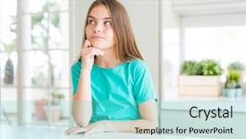  Presentation with beautiful green - Presentation theme consisting of young girl kid wearing green background and a seafoam green colored foreground