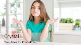  Presentation with swimming beautiful girl swims underwater - Colorful presentation theme enhanced with young girl kid wearing green backdrop and a lemonade colored foreground