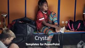  Presentation with shoes - Presentation theme with young-girl-lacing-her-shoes background and a dark gray colored foreground