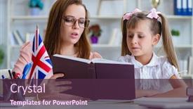  Presentation with english teacher - Beautiful slide deck featuring young-girl-learning-english backdrop and a tawny brown colored foreground