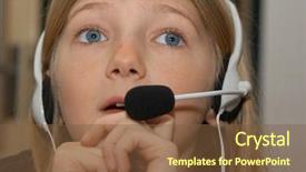  Presentation with language - Audience pleasing PPT theme consisting of young girl learning foreigner language backdrop and a tawny brown colored foreground