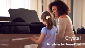  Presentation with piano - Cool new slides with young-girl-learning-to-play backdrop and a violet colored foreground