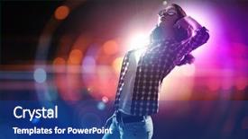  Presentation with music teal color - Slides consisting of young girl listens to music background and a  colored foreground