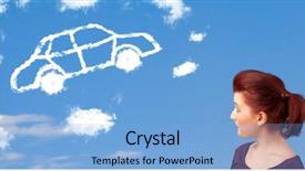  Presentation with sky blue - Slide deck featuring young girl looking at car background and a light blue colored foreground