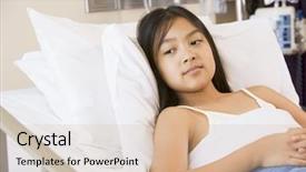  Presentation with hospital bed - Colorful slides enhanced with young girl lying in hospital backdrop and a soft green colored foreground