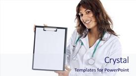  Presentation with medical clipboard - Cool new presentation with young girl medical staff member with clipboard backdrop and a sky blue colored foreground