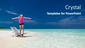  Presentation with tropical - Colorful slides enhanced with young-girl-on-a-tropical backdrop and a dark gray colored foreground