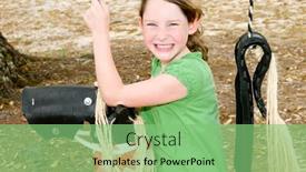  Presentation with swing - Cool new presentation theme with young-girl-on-horse-swing backdrop and a seafoam green colored foreground