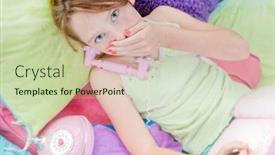  Presentation with hearing - Presentation theme enhanced with young-girl-on-phone-hearing background and a soft green colored foreground