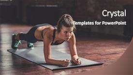  Presentation with sports halftime - Audience pleasing presentation design consisting of young girl on sports training backdrop and a dark gray colored foreground