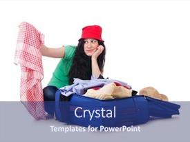 Young Girl Packing For Vacation PPT template 81 | CrystalGraphics