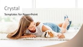  Presentation with guinea pig - PPT layouts consisting of young girl palming guinea pig background and a white colored foreground