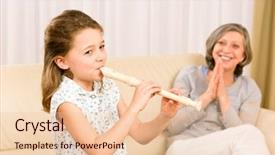  Presentation with flute - Colorful PPT layouts enhanced with young girl play flute backdrop and a lemonade colored foreground