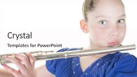  Presentation with flute - Slides with young girl playing flute instrument background and a white colored foreground