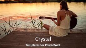  Presentation with hipster girl playing tetris game - Amazing slides having young-girl-playing-guitar backdrop and a tawny brown colored foreground