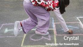  Presentation with scotch - Slide set enhanced with young girl playing hop-scotch background and a gray colored foreground