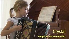  Presentation with accordion - Presentation featuring young girl playing the accordion background and a tawny brown colored foreground