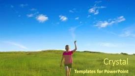  Presentation with kite - Audience pleasing slides consisting of young-girl-playing-with-flying backdrop and a tawny brown colored foreground