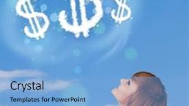  Presentation with dollar sign - Beautiful slide set featuring young-girl-pointing-at-dollar backdrop and a light blue colored foreground