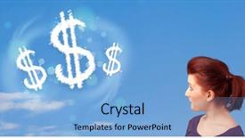  Presentation with dollar sign - Amazing theme having young-girl-pointing-at-dollar backdrop and a light blue colored foreground