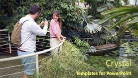  Presentation with botanical garden - Presentation theme featuring young-girl-posing background and a tawny brown colored foreground