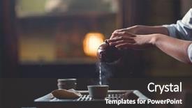  Presentation with tea - Presentation consisting of young girl pouring tea background and a dark gray colored foreground