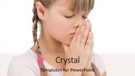  Presentation with children praying - Theme having young girl praying on white background and a coral colored foreground