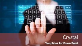  Presentation with virtual keyboard - Presentation having young girl pressing virtual type of keyboard background and a tawny brown colored foreground