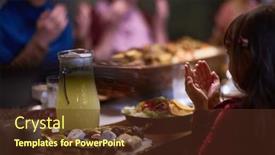  Presentation with prayer hands - Slide deck enhanced with young-girl-raises-her-hands and a tawny brown colored foreground