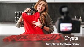  Presentation with dress shoes - Amazing slides having young girl recording her video backdrop and a tawny brown colored foreground