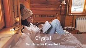  Presentation with log cabin winter - PPT layouts with young-girl-relaxing-and-reading background and a coral colored foreground