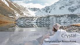  Presentation with winter scene - PPT layouts enhanced with young-girl-relaxing-in-comfy background and a light gray colored foreground