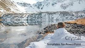  Presentation with winter scene - Colorful PPT theme enhanced with young-girl-relaxing-in-comfy backdrop and a light blue colored foreground