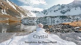  Presentation with winter scene - PPT layouts having young-girl-relaxing-in-comfy background and a light gray colored foreground