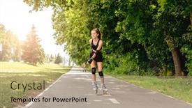  Presentation with roller skating - Theme with young-girl-roller-skating background and a coral colored foreground