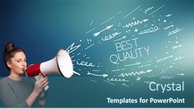  Presentation with best - Cool new theme with young-girl-screaming-to-megaphone backdrop and a ocean colored foreground