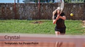  Presentation with tennis - Presentation featuring young-girl-showing-professional-tennis background and a  colored foreground