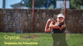  Presentation with tennis - Slide set consisting of young-girl-showing-professional-tennis background and a  colored foreground